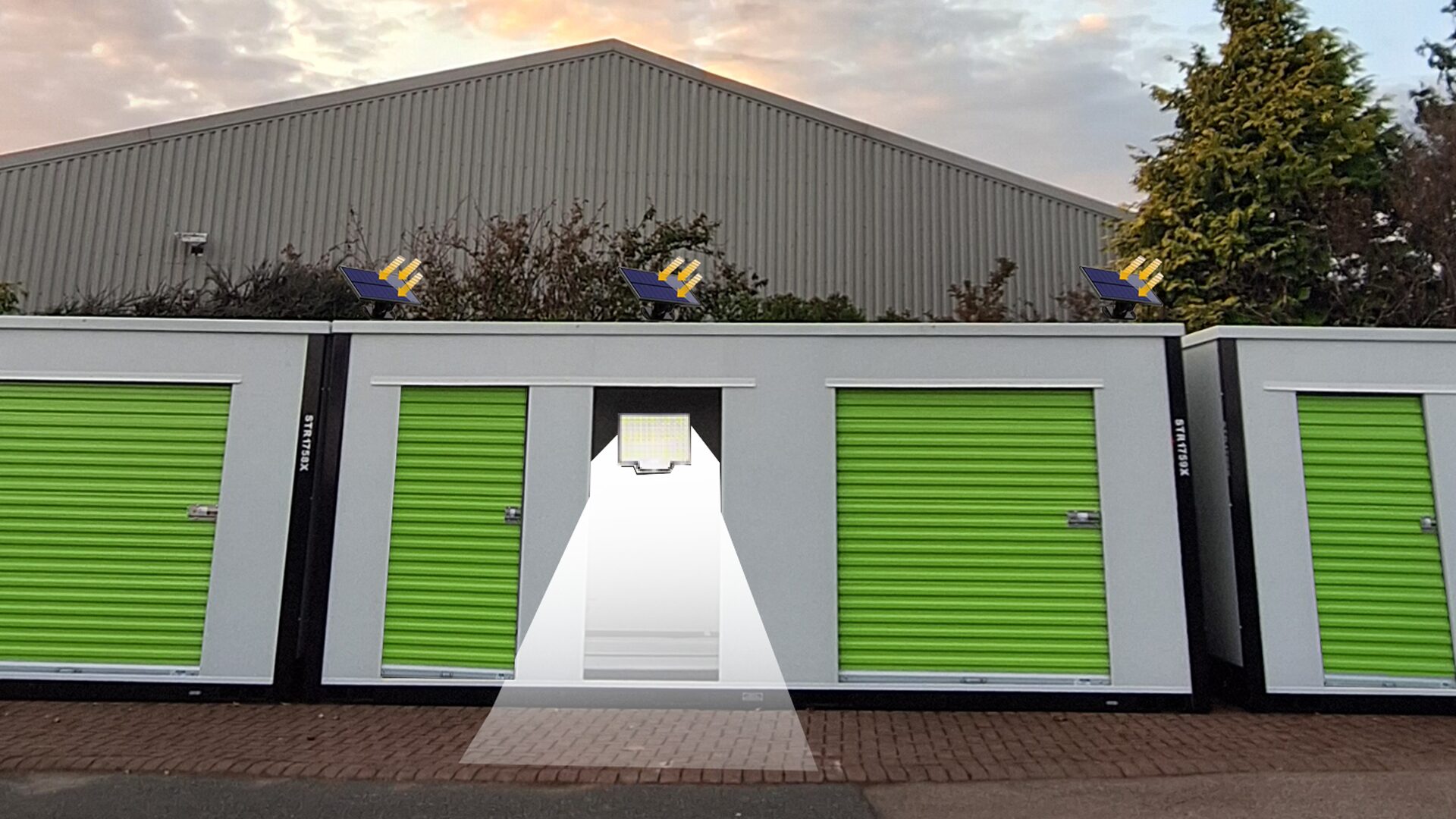 Diagramm der Solarbeleuchtung in Containern